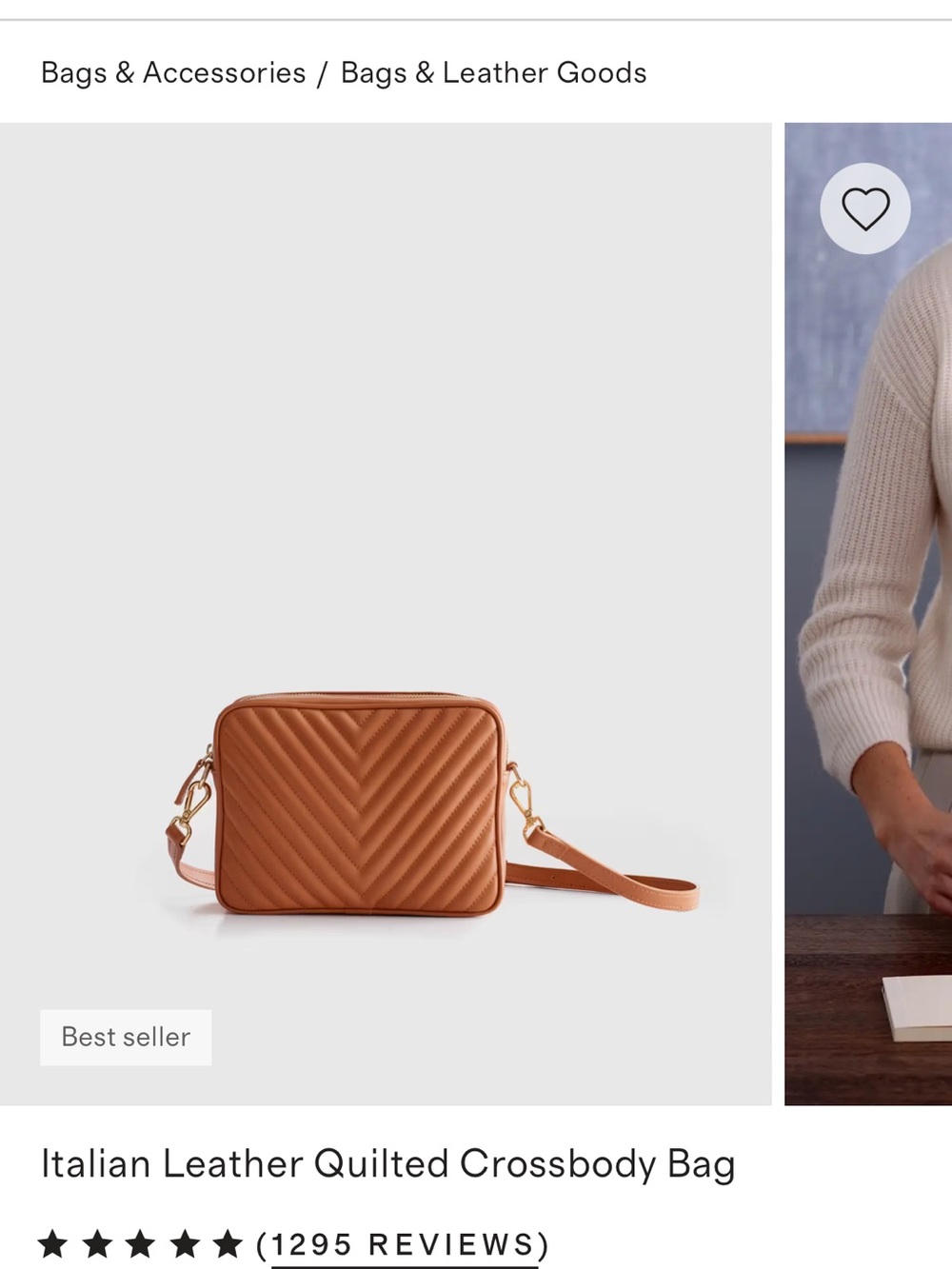 Italian Leather Quilted Crossbody Bag - Brown